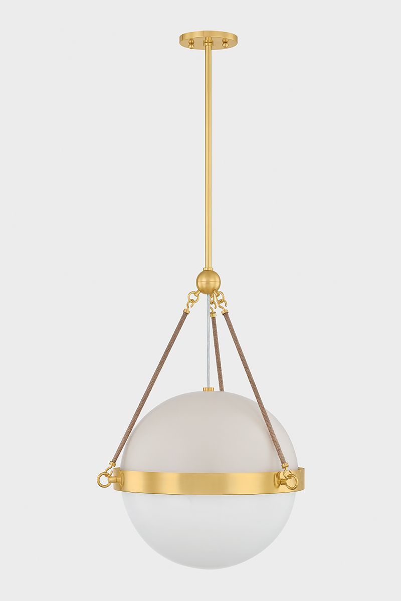 Mitzi Abbie Pendant 18" in Aged Brass and Soft Bisque