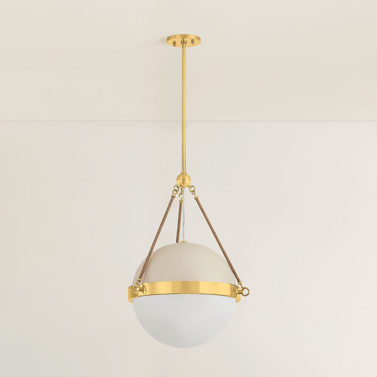 Mitzi Abbie Pendant 18" in Aged Brass and Soft Bisque