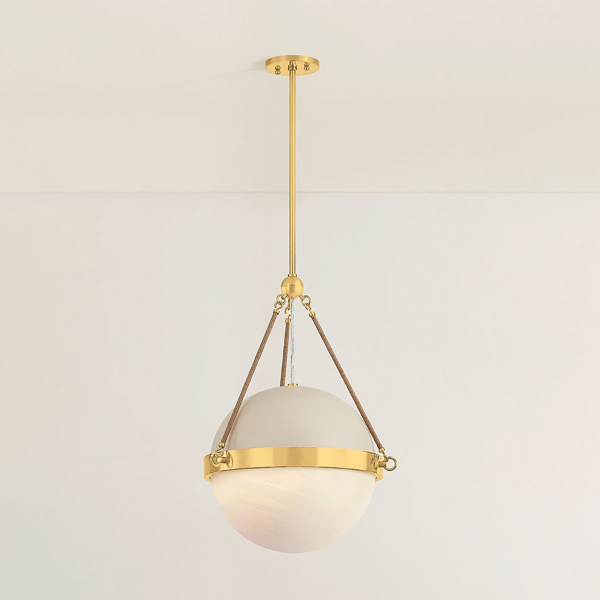 Mitzi Abbie Pendant 18" in Aged Brass and Soft Bisque