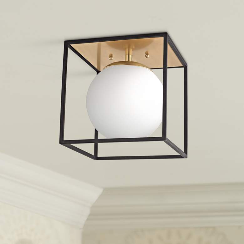 Image 1 Mitzi Aira 14" Wide Aged Brass Modern Ceiling Light