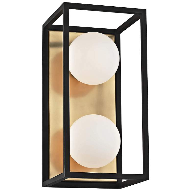 Image 1 Mitzi Aira 5" High Aged Brass 2-Light LED Wall Sconce