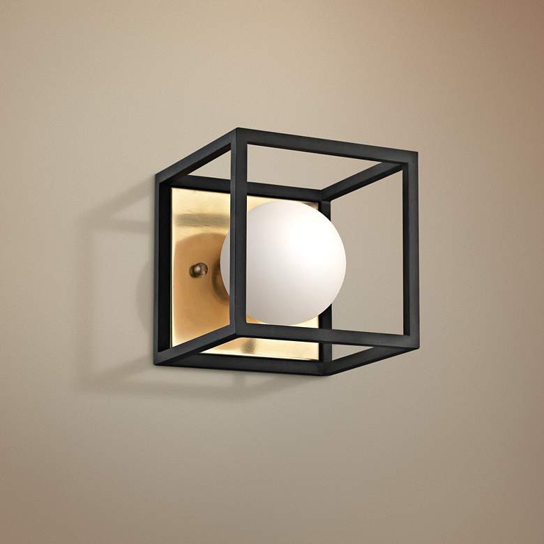 Image 1 Mitzi Aira 5" High Aged Brass LED Wall Sconce