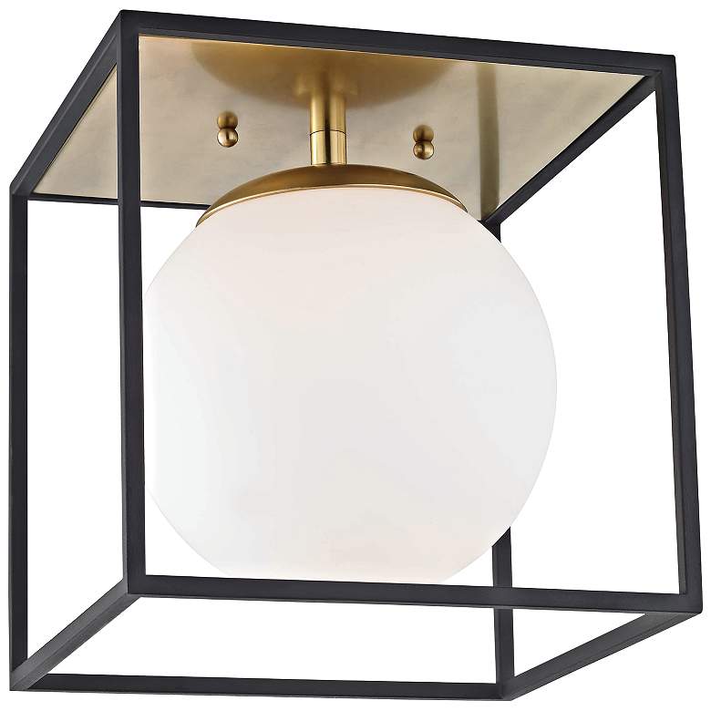 Image 2 Mitzi Aira 9 1/2 inch Wide Black and Brass Modern Ceiling Light