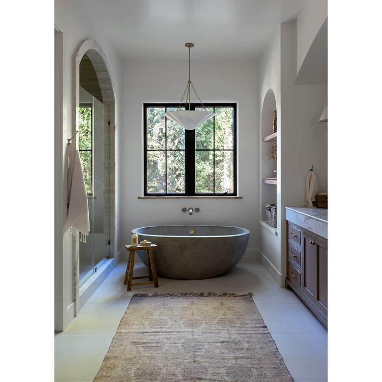 Image 4 Mitzi Alana 26" Wide Aged Brass White Linen Pendant Light more views