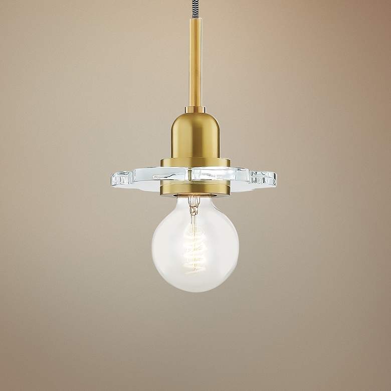 Image 1 Mitzi Alexa 6 inch Wide Aged Brass Mini Pendant Light