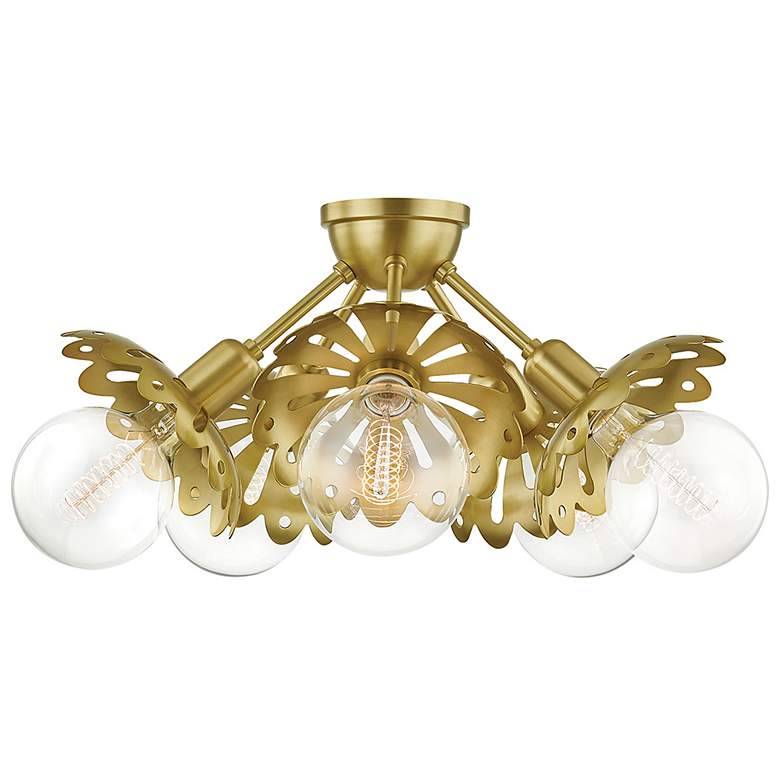 Image 2 Mitzi Alyssa 24" Wide Aged Brass 5 Light Semi Flush