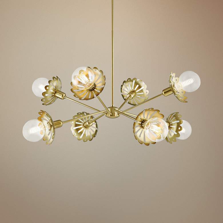 Image 1 Mitzi Alyssa 42 inch Wide Aged Brass 8-Light Chandelier