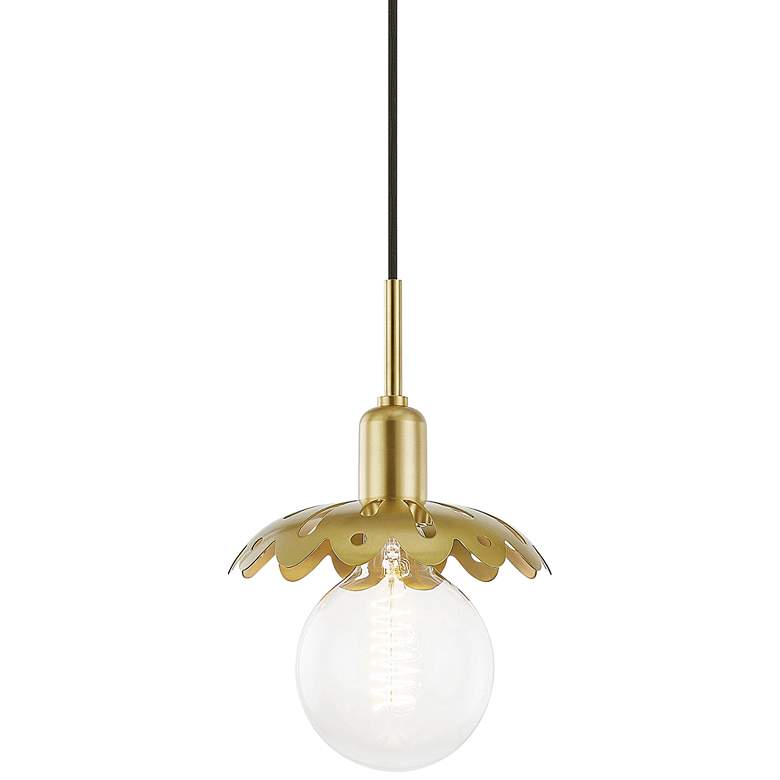 Image 2 Mitzi Alyssa 8 inch Wide Aged Brass Mini Pendant Light