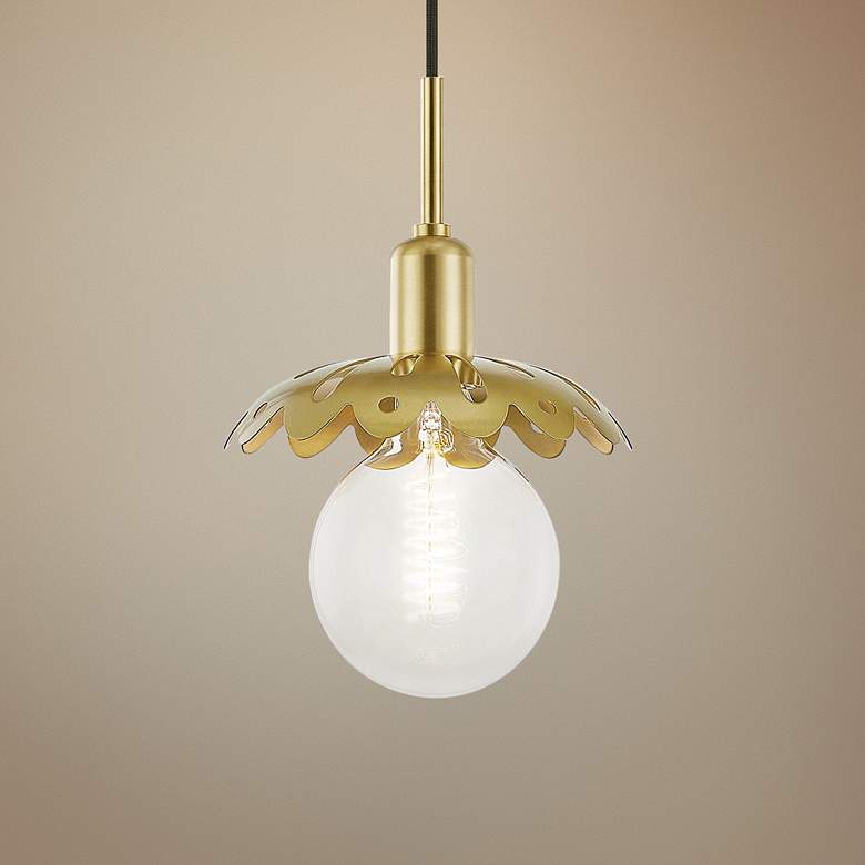 Image 1 Mitzi Alyssa 8 inch Wide Aged Brass Mini Pendant Light