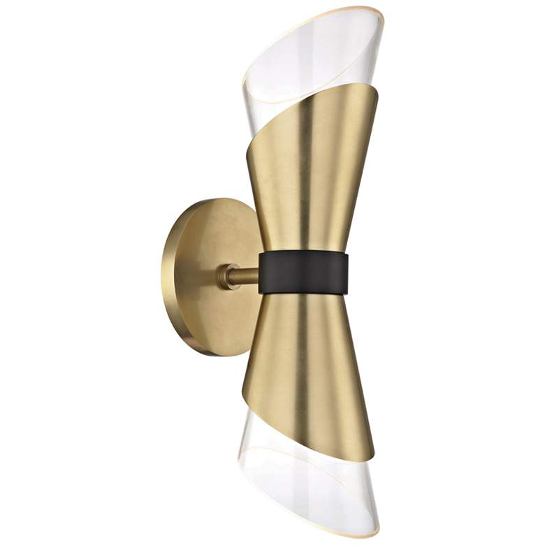 Image 2 Mitzi Angie 15" High Aged Brass 2-Light LED Wall Sconce