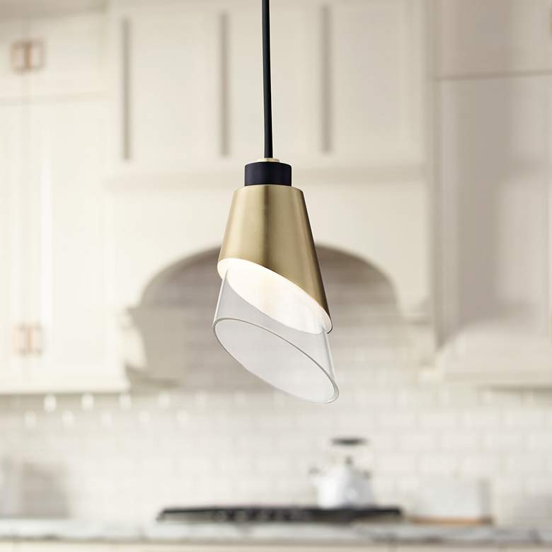 Image 1 Mitzi Angie 4 1/2" Wide Aged Brass LED Mini Pendant