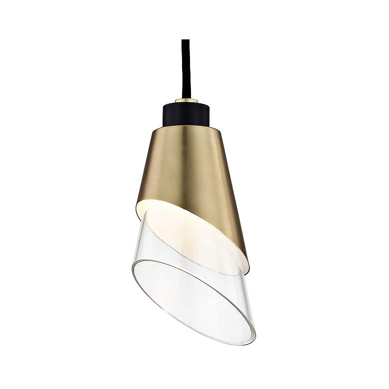 Image 3 Mitzi Angie 4 1/2" Wide Aged Brass LED Mini Pendant more views