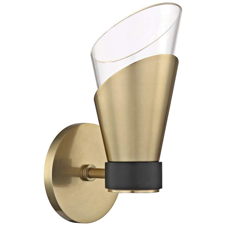Image 1 Mitzi Angie 9 3/4 inch High Aged Brass LED Wall Sconce