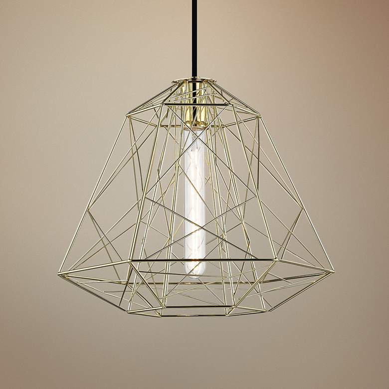 Image 1 Mitzi Ani 15 1/2 inch Wide Brass Modern Geometric Pendant Light