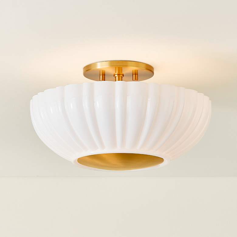 Image 1 Mitzi Anne 15" Wide Aged Brass Ceiling Light