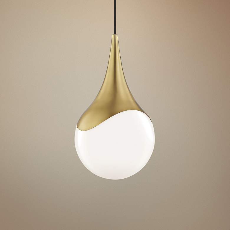 Image 1 Mitzi Ariana 10 1/2" Wide Aged Brass Mini Pendant Light