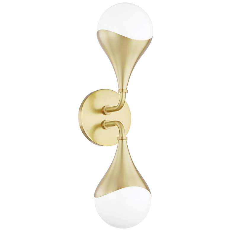 Image 2 Mitzi Ariana 18 1/2" High 2-Light Aged Brass LED Wall Sconce
