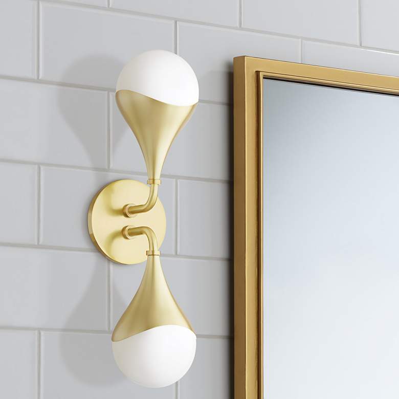Image 1 Mitzi Ariana 18 1/2" High 2-Light Aged Brass LED Wall Sconce