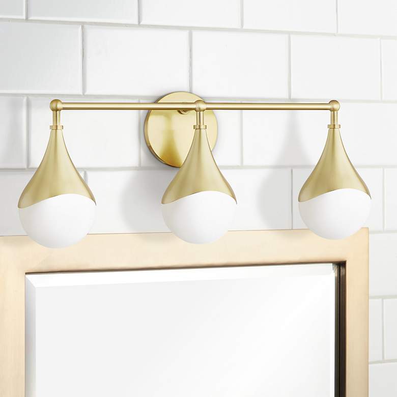 Image 1 Mitzi Ariana 22 3/4" Wide 3-Light Aged Brass LED Bath Light