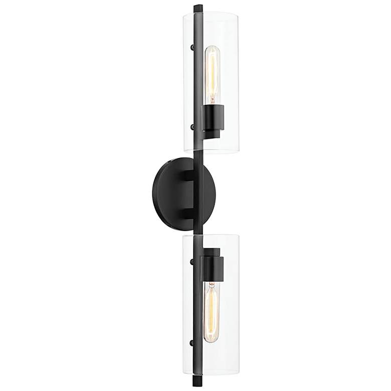Image 1 Mitzi Ariel 28" High Soft Black 2-Light Wall Sconce