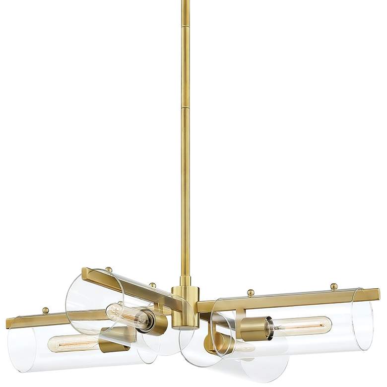 Image 2 Mitzi Ariel 28 inch Wide Aged Brass 4-Light Chandelier