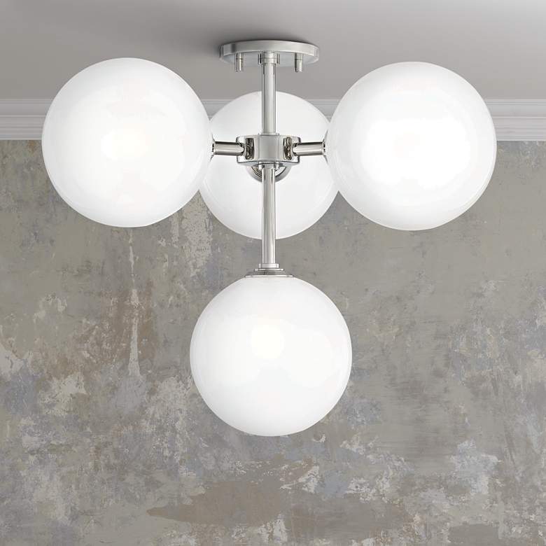 Image 1 Mitzi Ashleigh 20 1/4 inchW Nickel 4-Light LED Ceiling Light