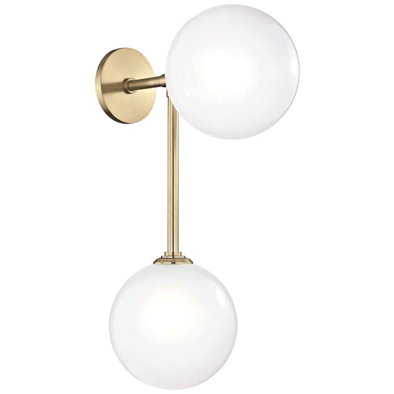 Image 2 Mitzi Ashleigh 21 1/2 inchH Aged Brass 2-Light LED Wall Sconce
