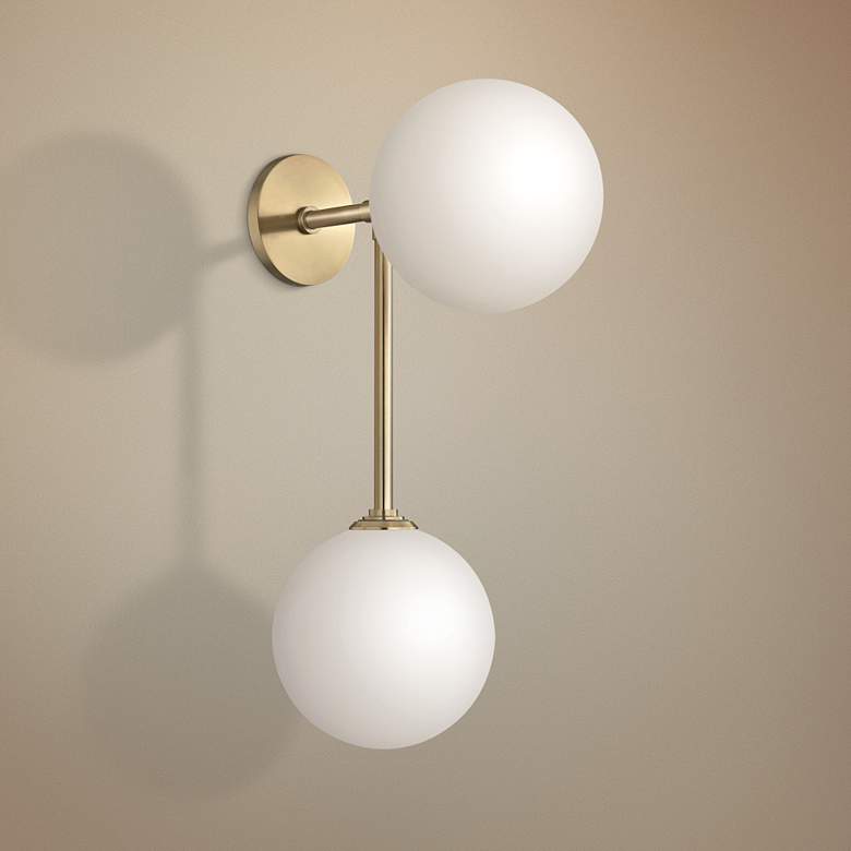 Image 1 Mitzi Ashleigh 21 1/2 inchH Aged Brass 2-Light LED Wall Sconce