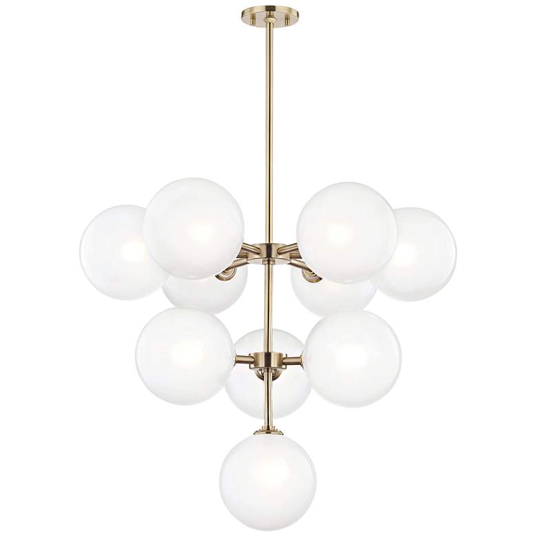 Image 2 Mitzi Ashleigh 29 3/4 inchW Aged Brass 10-Light LED Chandelier