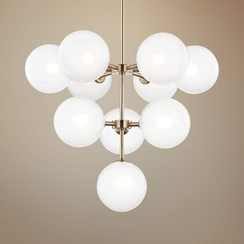 Image 1 Mitzi Ashleigh 29 3/4 inchW Aged Brass 10-Light LED Chandelier