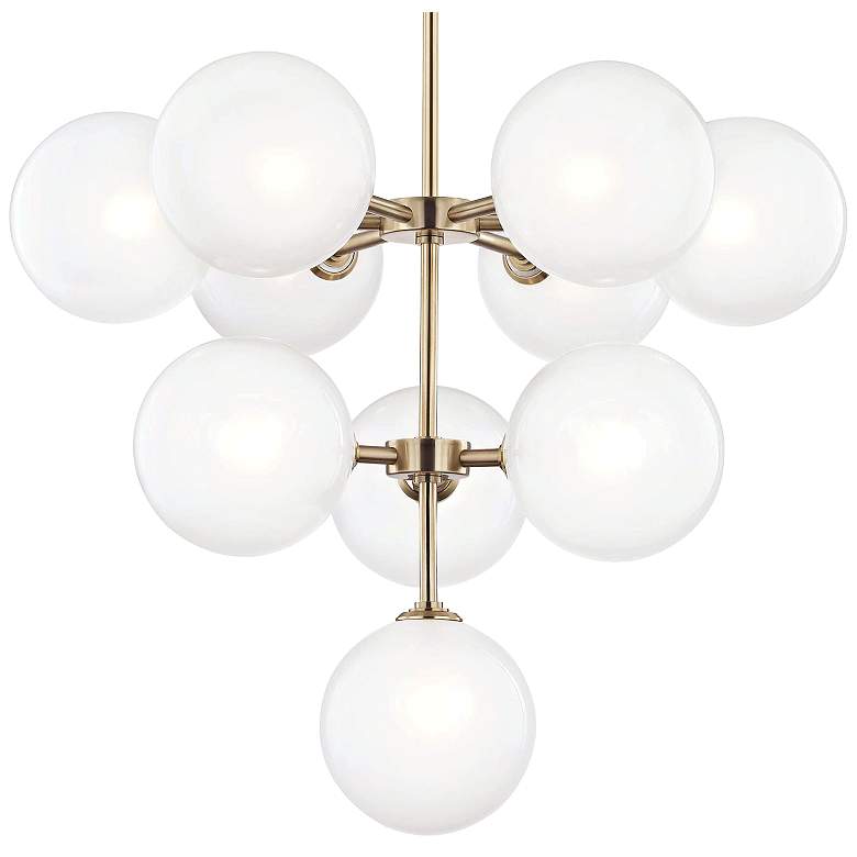 Image 3 Mitzi Ashleigh 29 3/4 inchW Aged Brass 10-Light LED Chandelier more views