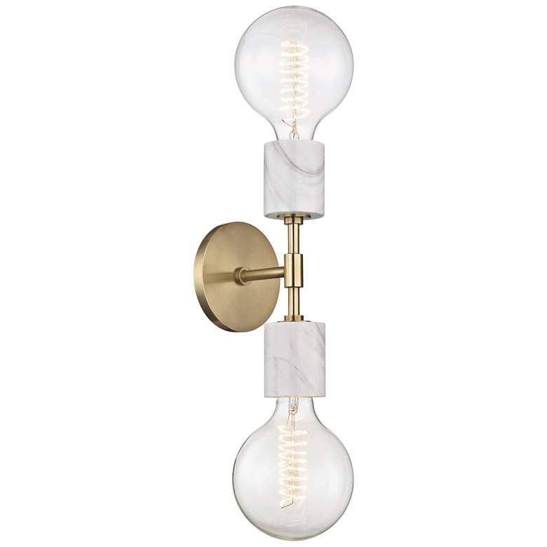 Image 2 Mitzi Asime 20 3/4 inch High Aged Brass 2-Light Wall Sconce