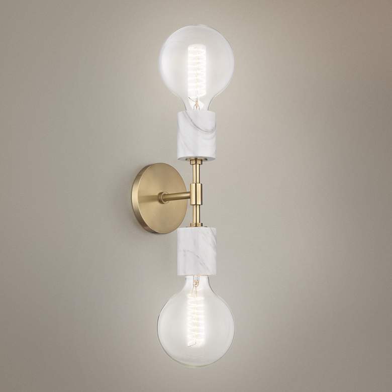 Image 1 Mitzi Asime 20 3/4" High Aged Brass 2-Light Wall Sconce