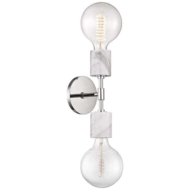 Image 1 Mitzi Asime 21 3/4 inch High Polished Nickel 2-Light Wall Sconce