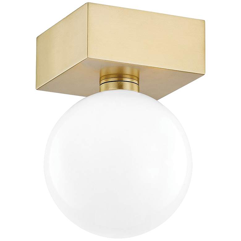 Image 1 Mitzi Aspyn 5 1/4" Wide Aged Brass LED Ceiling Light