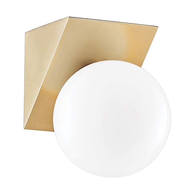 Image 1 Mitzi Aspyn 7" High Aged Brass LED Wall Sconce