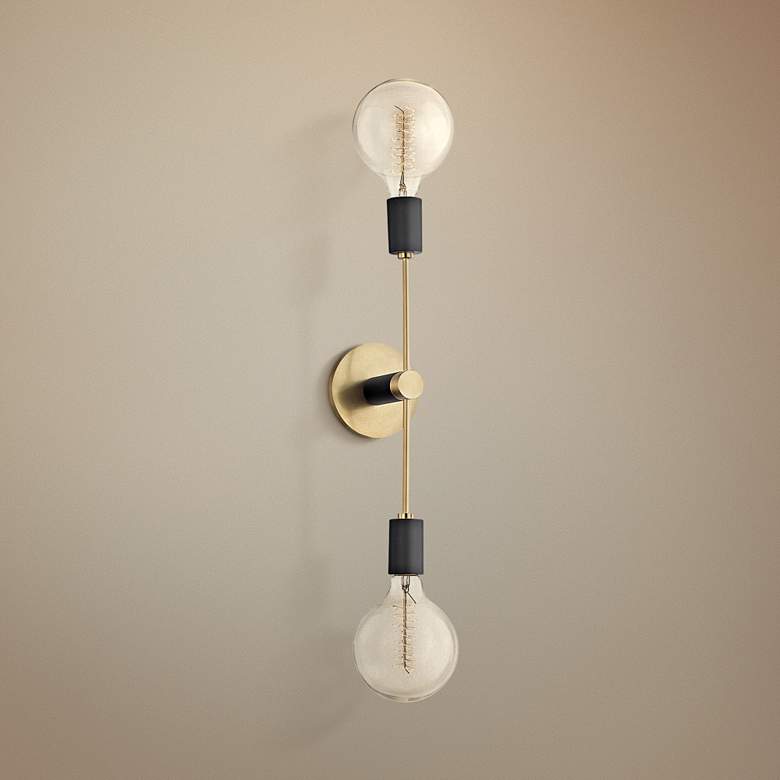 Image 1 Mitzi Astrid 18 inch High Aged Brass 2-Light Wall Sconce