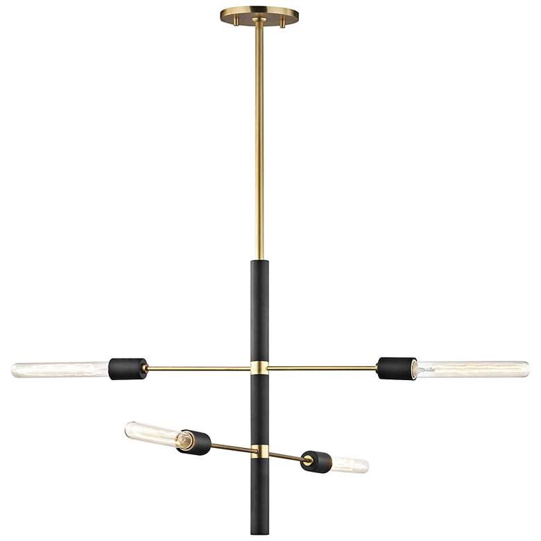 Image 2 Mitzi Astrid 24 inch Wide Aged Brass and Black 4-Light Modern Chandelier