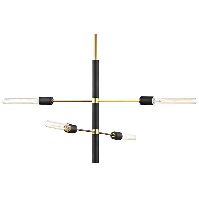 Image 3 Mitzi Astrid 24 inch Wide Aged Brass and Black 4-Light Modern Chandelier more views