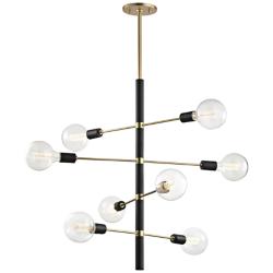 Mitzi Astrid 28"W Aged Brass and Black 8-Light Chandelier