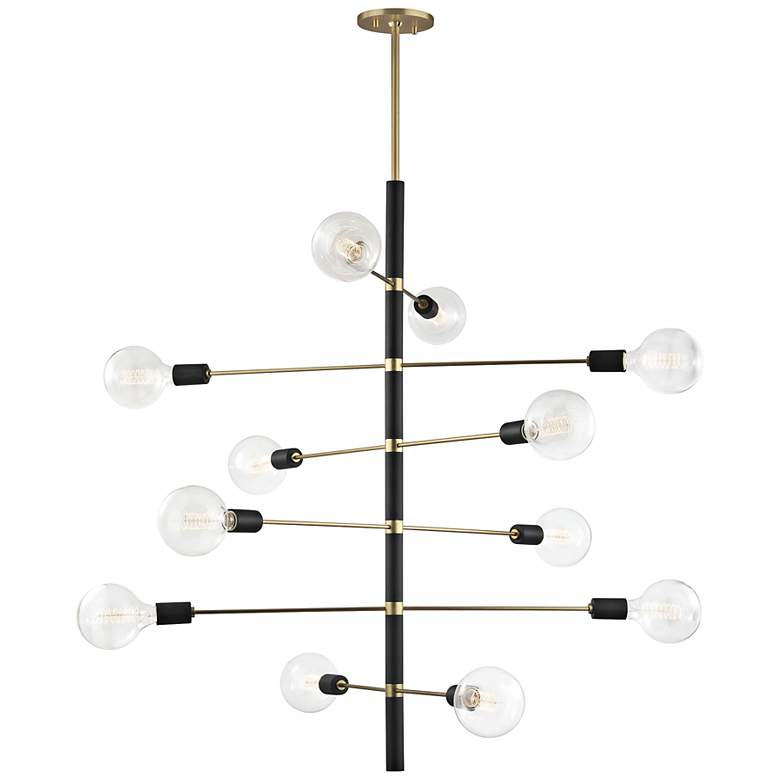 Image 2 Mitzi Astrid 36" Wide Aged Brass and Black 12-Light Modern Chandelier