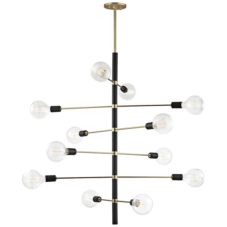 Image 2 Mitzi Astrid 36 inch Wide Aged Brass and Black 12-Light Modern Chandelier