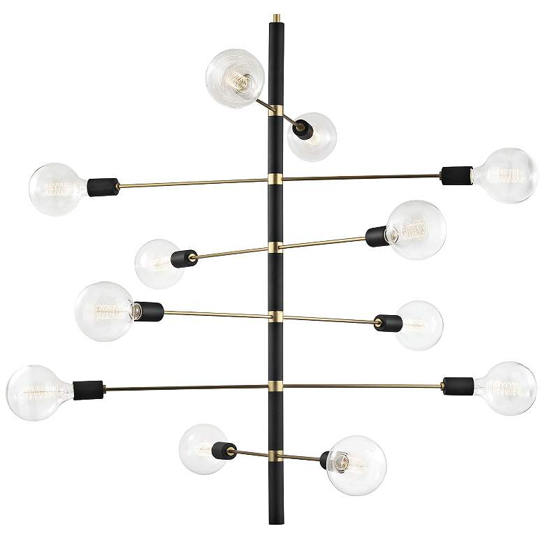 Image 3 Mitzi Astrid 36 inch Wide Aged Brass and Black 12-Light Modern Chandelier more views