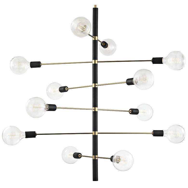 Image 3 Mitzi Astrid 36" Wide Aged Brass and Black 12-Light Modern Chandelier more views