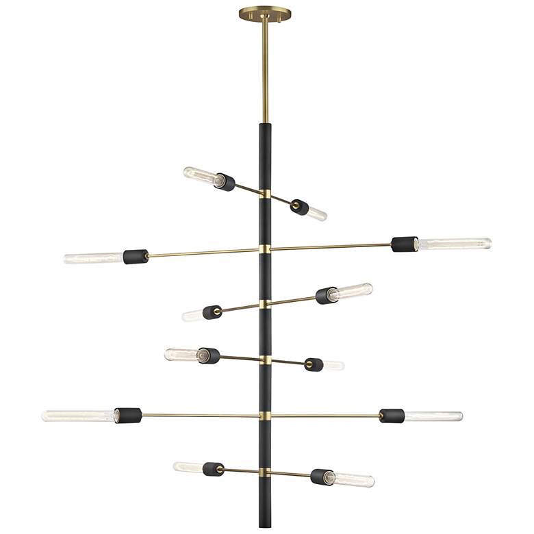 Image 5 Mitzi Astrid 36 inch Wide Aged Brass and Black 12-Light Modern Chandelier more views