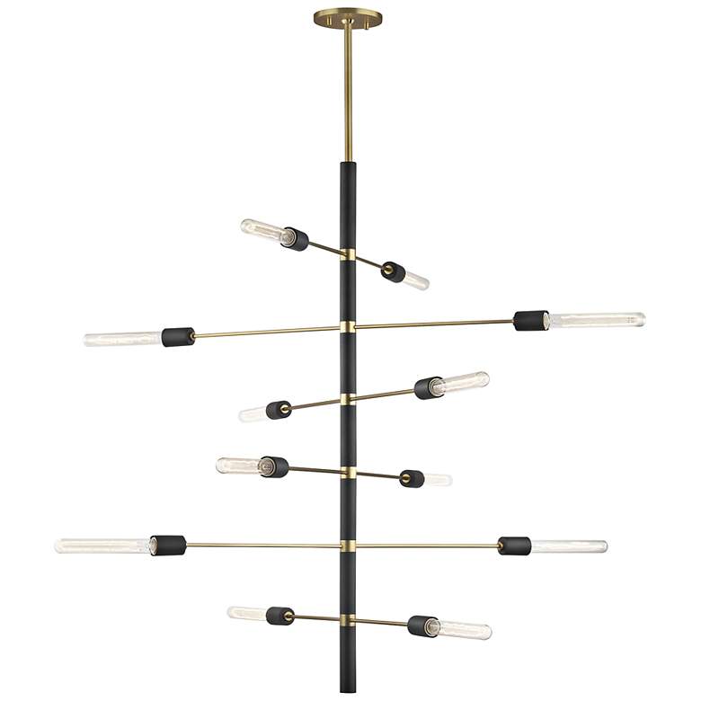 Image 5 Mitzi Astrid 36" Wide Aged Brass and Black 12-Light Modern Chandelier more views