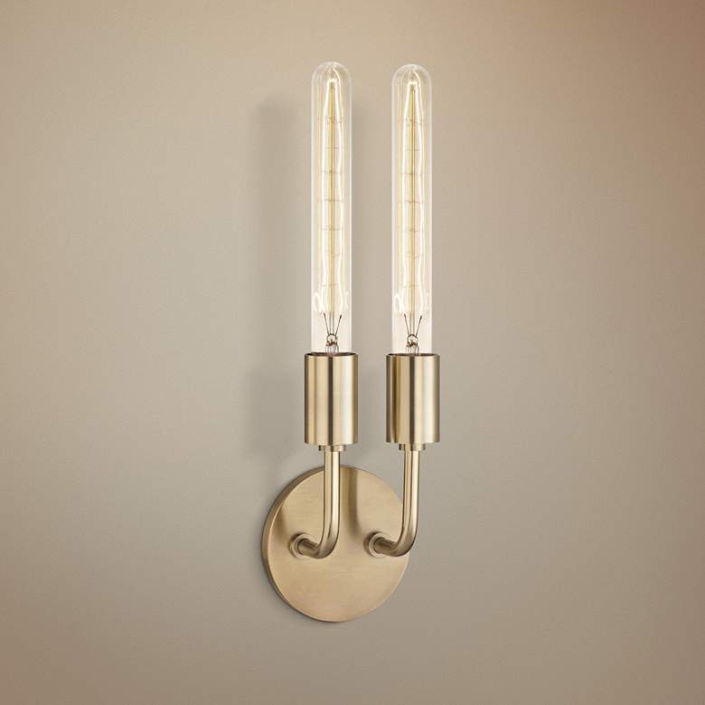 Image 1 Mitzi Ava 16 1/2" High Aged Brass 2-Light Wall Sconce