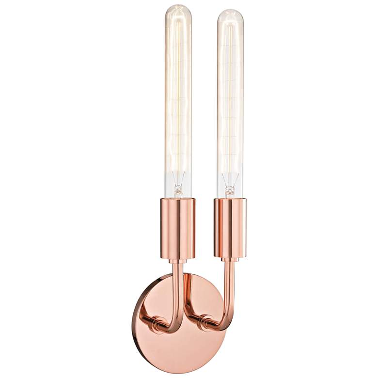 Image 1 Mitzi Ava 16 1/2 inch High Polished Copper 2-Light Wall Sconce