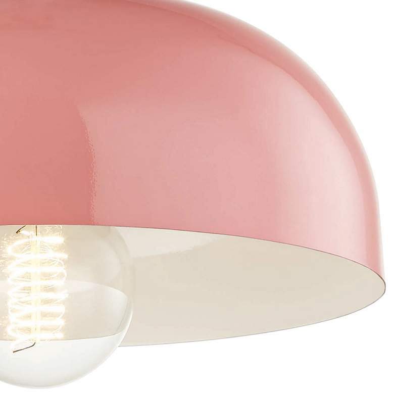 Image 2 Mitzi Avery 11" Wide Aged Brass Ceiling Light w/ Pink Shade more views