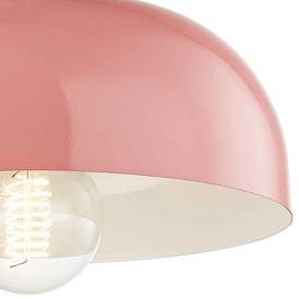 Image2 of Mitzi Avery 11" Wide Aged Brass Ceiling Light w/ Pink Shade more views
